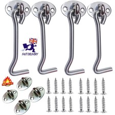 Cabin Hook And Eye Latch Lock Shed Gate Door Catch Silent Holder Stainless Steel