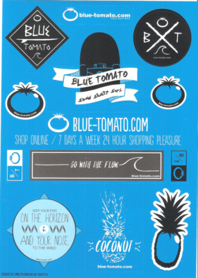Aufkleber ''Blue-Tomato'' Online-Shop Snowboard, Freeski, Surf & Skate