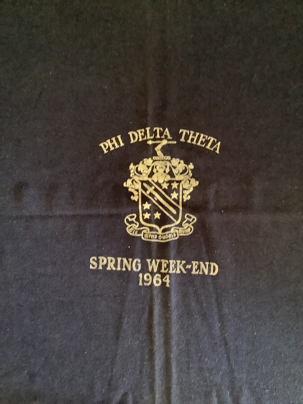 Phi Delta Theta, Spring Weekend 1964, Vintage Wool Blanket Navy Blue, 68 x 57