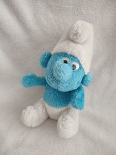 vintage ancienne peluche doudou schtroumpf bleu blanc 21cm peyo 1980