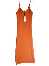 Freshman 1996 Sweater Midi Maxi Sheath Lined Pumpkin Spice Dress Womens S NWT