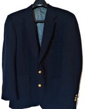 Stafford Blazer Sport Coat Men  s 44R Blue Suit Jacket Wool Blend Gold Button
