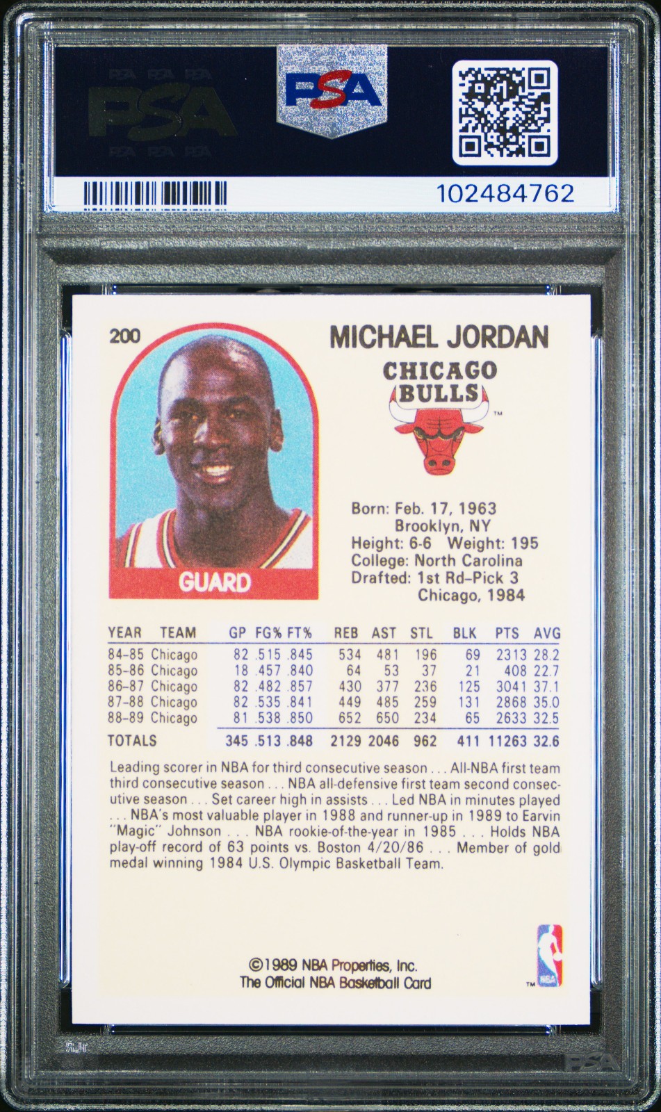🌿 MINT 1989-90 NBA Hoops - Michael Jordan #200 PSA 9 view 2