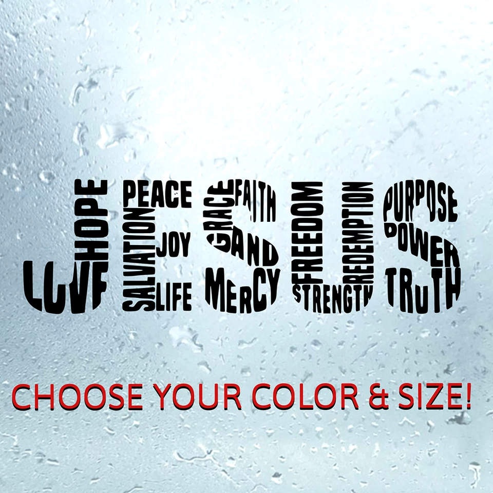 Pegatina Arte Palabra Jesús | Christian Hope Amor Misericordia Fe Calcomanía Vinilo Coche Laptop Foto 3 de 4