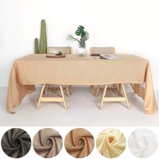 60x126" Rectangular Premium Faux Burlap Polyester Tablecloth Wedding Decorations