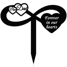 Wesiti Memorial Stakes Grave Cemetery Decorations Metal Dad and Mom White