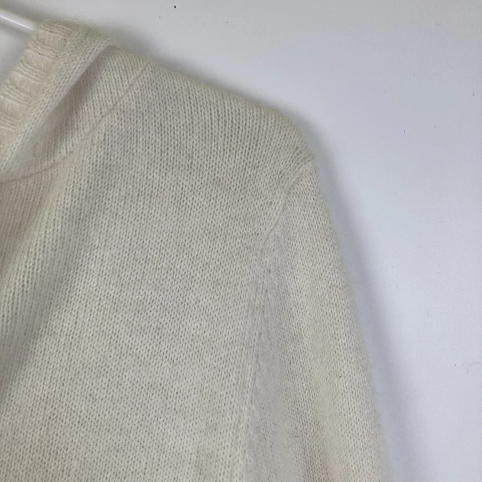 Cárdigan suéter con capucha Bebe I Heart Bebe Angora talla mediana nuevo con etiquetas crema Foto 2 de 4