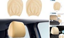 2PCS Soft Car Head Rest Cover Protector - Universal Car Seat Headrest Beige