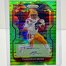 2020 Panini Prizm Thaddeus Moss #386 Green Pulsar Autograph Rookie Card