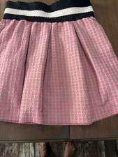 Maeve Anthropologie Pink Pleated Dots Skirt Rear Zip Elastic Waist w/Pockets M