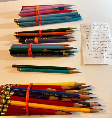 Vintage Drafting Color Pencil Lot of 72 Col-Erase Eagle Berol Staedtler ++