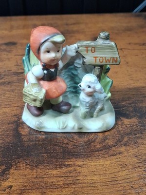 Vintage Made In Japan #4506 To Town Girl With Lamb Figurine