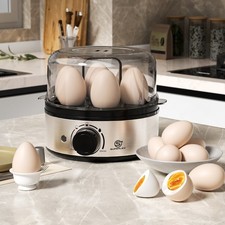 400W Electric Egg Cooker 7-Egg Capacity, Dial Control Smart Automatic Power Off