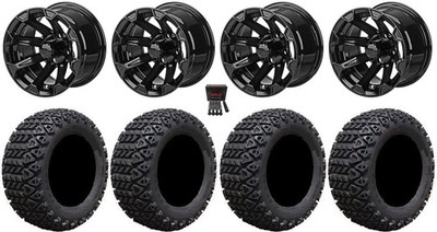LSI Viking 12'' Golf Wheels Gloss Black 23'' X-Trail Tires E-Z-GO & Club Car