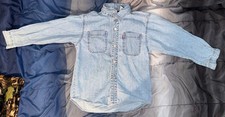 Vintage 90s Levi s Red Tab Youth Size 7 Blue Chambray Button Long Sleeve Shirt