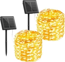 Brightown Solar String Lights, 2 Packs Total 66Ft 200 LED Solar Fairy Lights wit