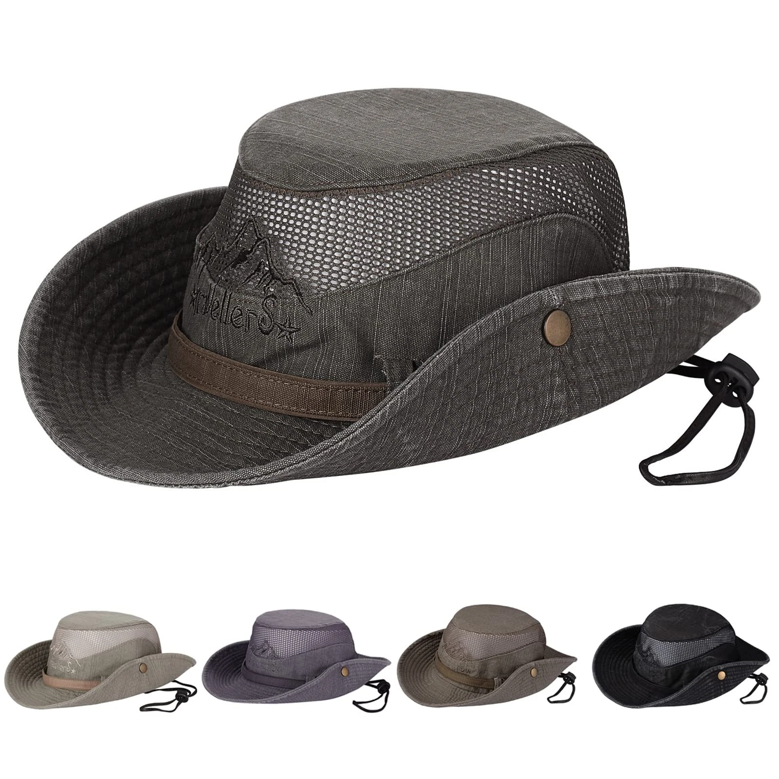 Sun Hat, Fishing Hat UPF 50 Wide Brim Bucket Hat Safari Boonie Hat Army Green