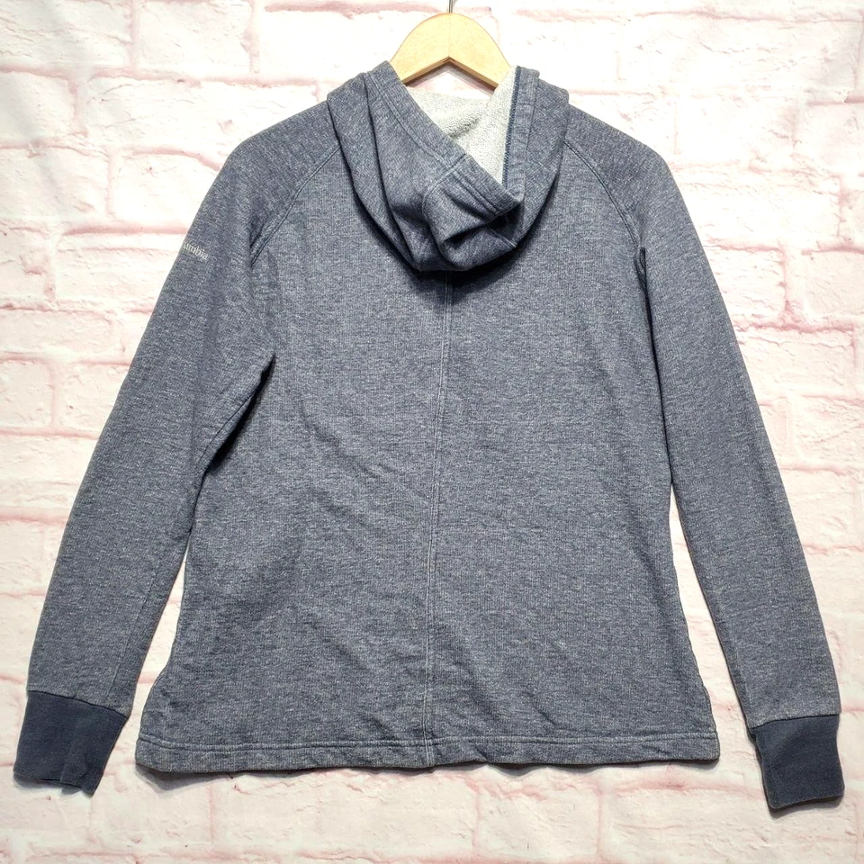 Pulôver Columbia Hoodie Feminino Médio Azul Urze Snap Henley Terry Casual - Imagem 3 de 4