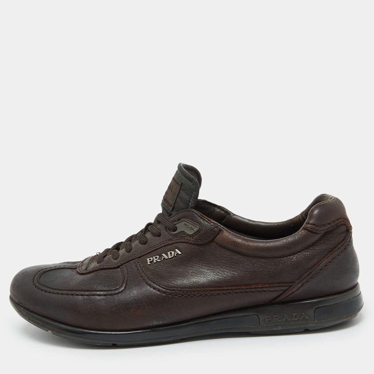 Prada Sport Dark Brown Leather Low Top Sneakers Size 42 | eBay