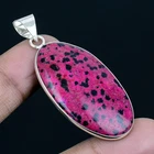 Pink Dalmation Jasper 925 Silver Plated Handmade Pendant of 2.01"