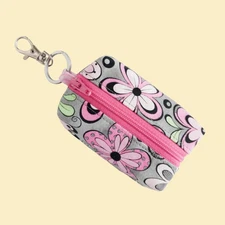 Hippie Keychain for Coin Purse | Small Boxy Bag Zipper Pouch | Flower Power Gift