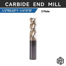 3 Flute 1/2" Carbide End Mill - .030 Corner Radius Mill- ZRN Coated for Aluminum