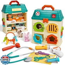Lehoo Castle Veterinarian Playset for Kids, Pet Vet Toys Doctor Kit for Toddl