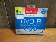 Maxell DVD-R Discs, 4.7GB, w/Jewel Cases, 5/Pack - NEW Sealed