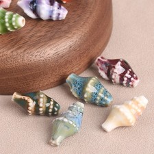 10pcs Ocean Conch Shape 20x11mm Colorful Glazed Ceramic Porcelain Loose Beads