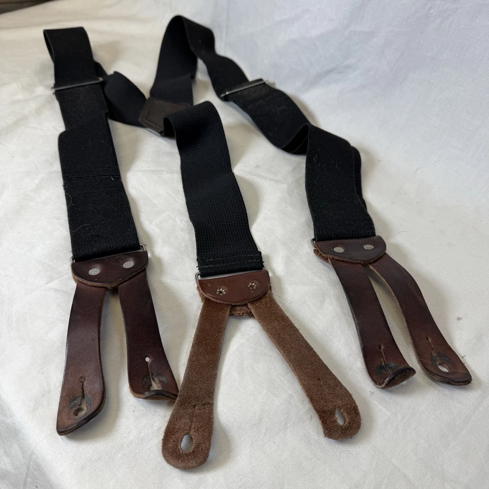 Welch X-Back Cuero Botón Accesorio Trabajo Tirantes Cuero Elástico - Negro Foto 4 de 4