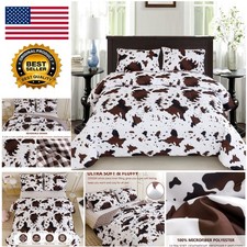 Elegant Queen Cow Print Comforter Set - Reversible Bedding for Modern Homes
