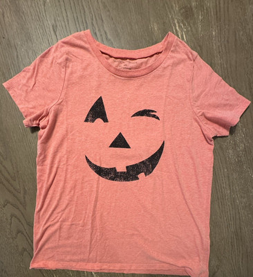 Grayson Threads 2XL Pumpkin Face Wink T shirt Orange Graphic Halloween Fall