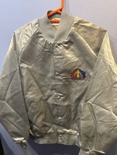 Giacca Franchi Vintage Promo USA Uomo Grande Grigio Raso Bomber Snap Anni 80 Armi da Fuoco