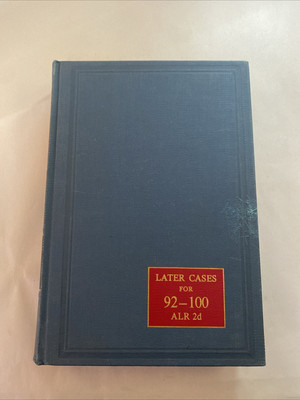 American Law Reports (ALR) Second Series Later Case Service Vols. 92-100, 1968