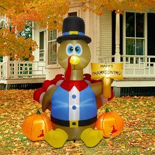 Thanksgiving Inflatable Decorations, 6FT Lighted Happy Thanksgiving Inflatables