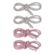 4pcs Rhinestone Shoe Laces 47" Length for Sneakers Light Pink  Multi Colored