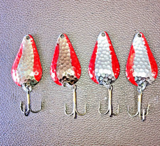Stee-Lee Spoons Lot of 2 Brass & red 2 Nickle / Red Steelhead Salmon Trout #56B