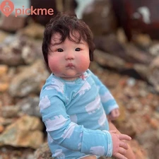 20" Reborn Baby Doll Asian Face Single Eyelid Short Hair Cloth Body Fat Baby NEW