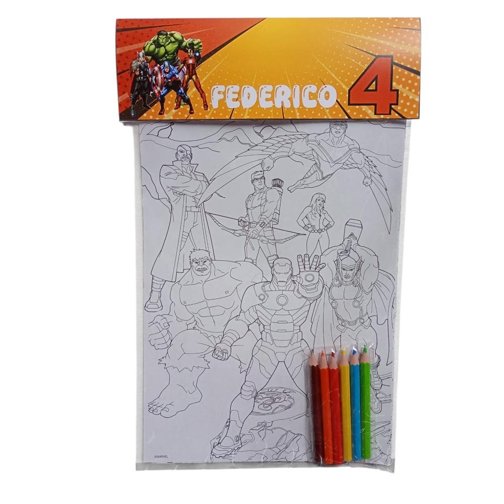 Kit De 10pz Marvel Avengers Modificado Álbum de Colorear + Matitine Regalos