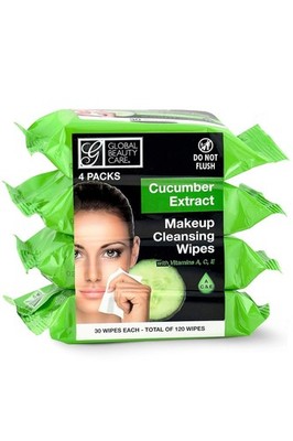 Makeup Remover Wipes 120 Count 4 Pack Cucumber Extract for Daily Cleansing
