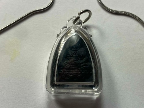 Vintage Thai Sitting Buddha Amulet and 20" Non-Tarnish Necklace