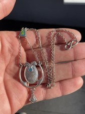 Silver Enamel Charles Horner Pendant Necklace , Antique Art Nouveau Period 8.8g