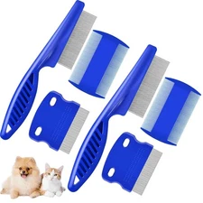 6 Pack Dog Grooming Comb, Pet Flea Lice Stainless Steel Cat Combs with Rounded T