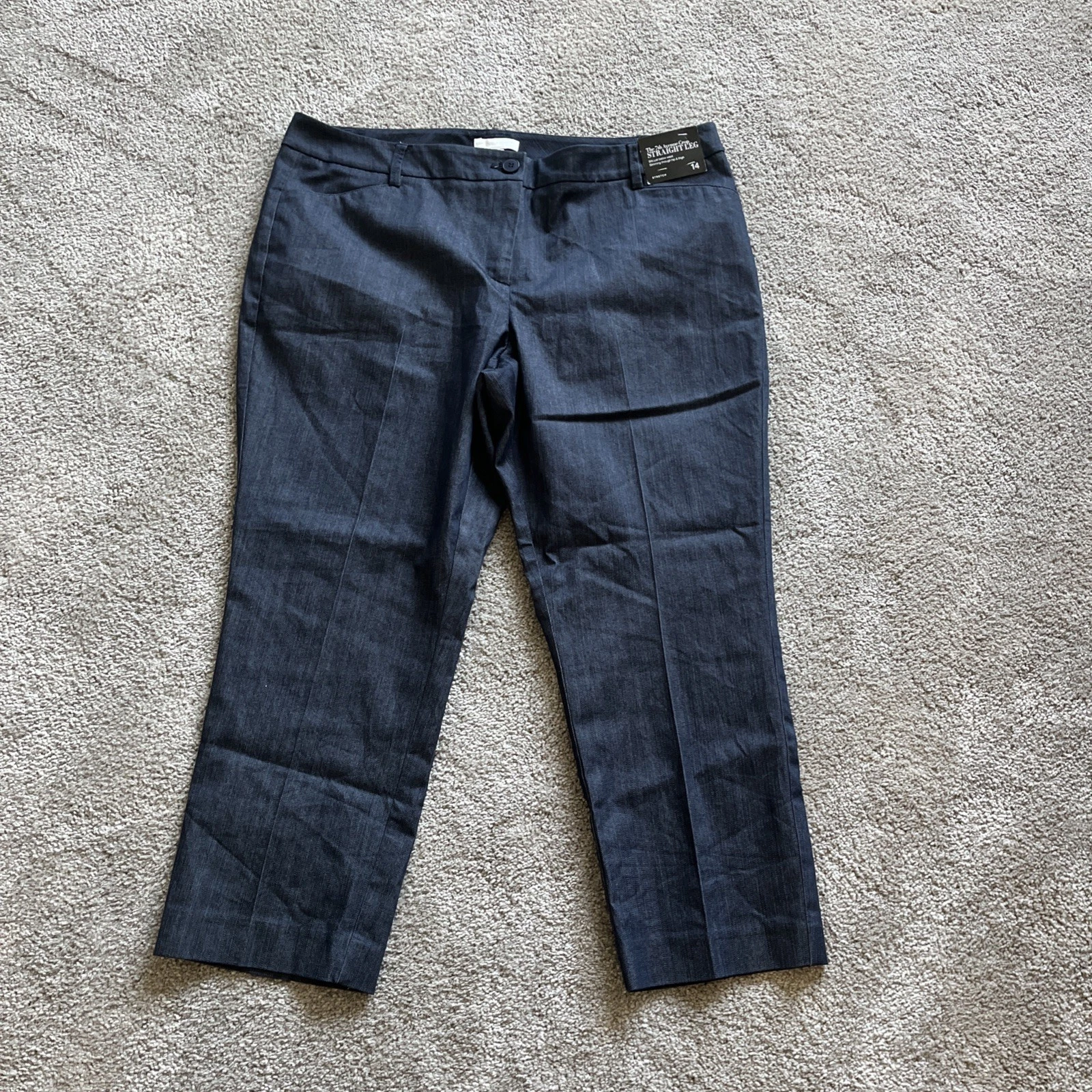 NWT 7th Avenue New York & Company Women's Capri Pants Stretch Size 14 Dark Blue