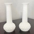 Vintage EO Brody White Milk Glass Hobnail Bud Vases Set of 2 Made In USA