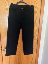 Fashion Women's Black Straight Leg Dress Pants Stretch Cotton Knit 28" Inseam