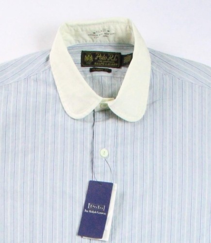 Camisa Polo Ralph Lauren Para Hombres M 15 1/2 Calce Ajustado Manga Larga Botón Delantero Azul Nueva - Imagen 3 de 6