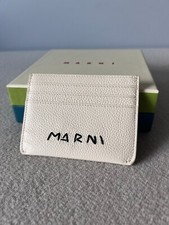 Marni Stitch Logo Leather Cardholder - White - NEW - Made in Italy