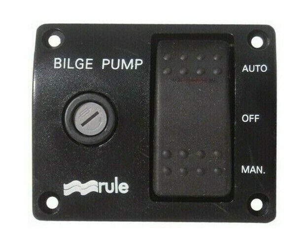 Rule 43 Panel Lighted 12V Rocker Switch 3-Way Bilge Pump 2-7/8”x2-3/8” Boat