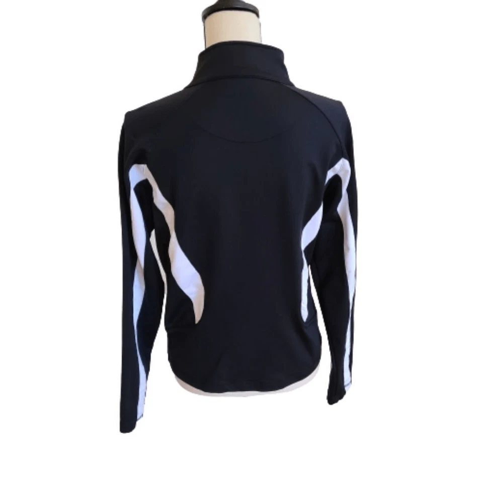 Conjunto de calentamiento de chaqueta y pantalón atlético de cola en blanco y negro pequeño Foto 3 de 4